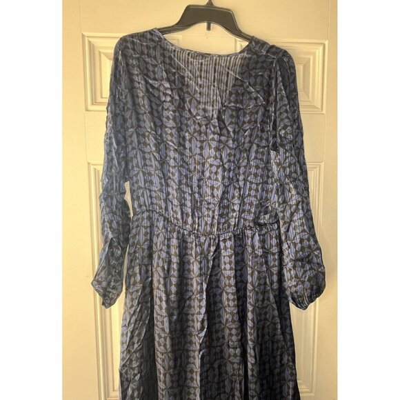 Rabens Saloner V Neck Long Sleeve Shoulder Cutout Maxi Dress EMMY In Navy/black - Picture 4 of 9